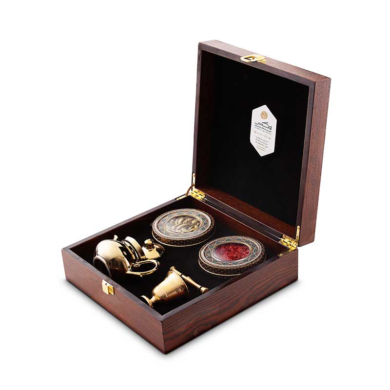 (Saffron & Cardamom gift (cod:014، کادویی زعفران و هل (جعبه چوبی)، پک هدیه زعفران و هل