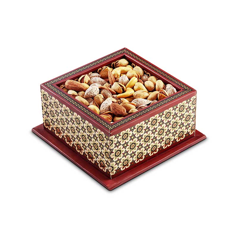 جعبه آجیل چهار مغز (مربع طرح خاتم)